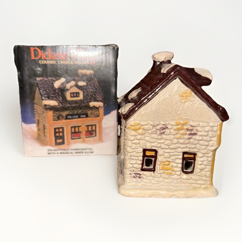 Dickens Village Handcrafted Ceramic Candle Holder Village Inn Christmas Decor - Picture 3 of 5